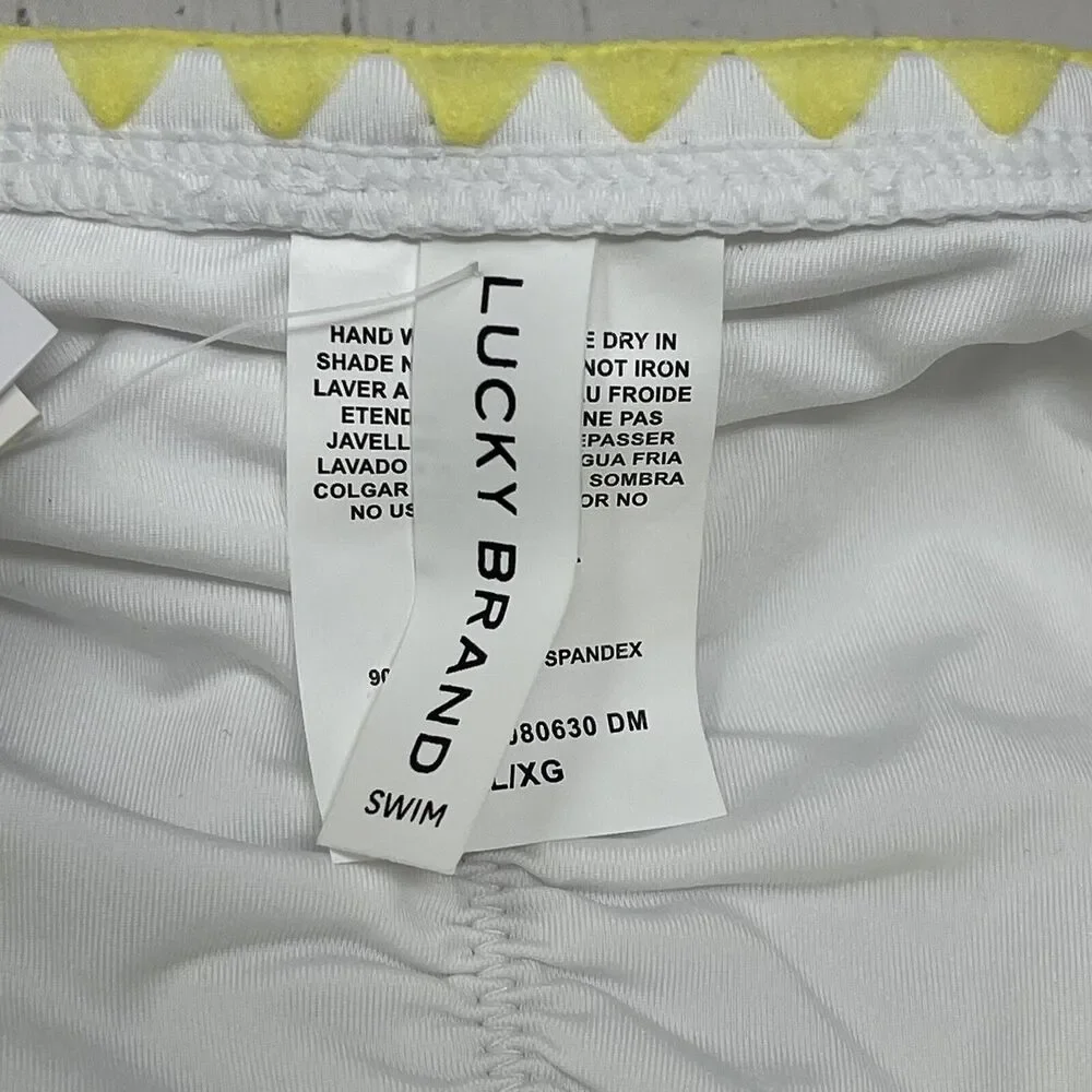 Lucky Brand Shoreline Hipster Swim Bottom Womens XL White Embroidered MSRP $64